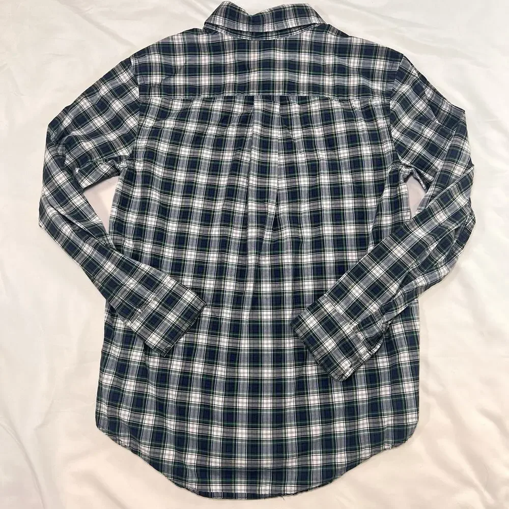 Ralph Lauren Shirt Boys Size M (10-12) Blue Green Tartan Plaid Button Down Polo